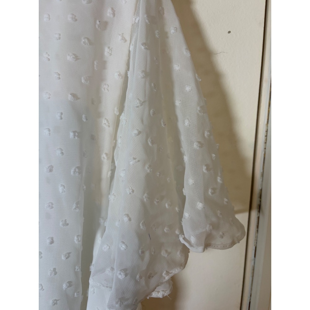 City Chic White Swiss Dot Ruffle Wrap Romper Flutter Sleeve Size M/18 - Picture 7 of 15
